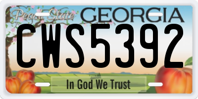 GA license plate CWS5392