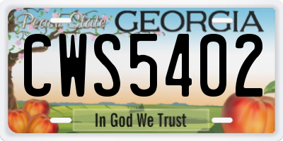 GA license plate CWS5402