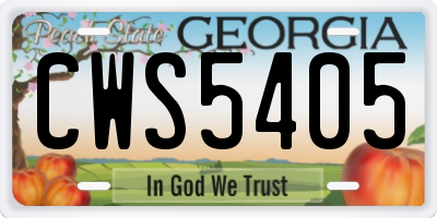 GA license plate CWS5405
