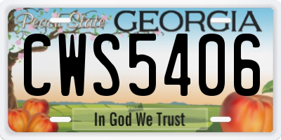 GA license plate CWS5406
