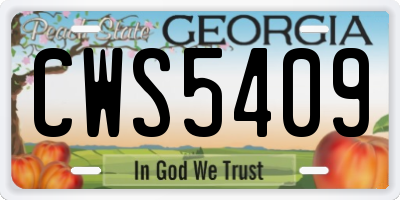 GA license plate CWS5409