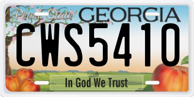 GA license plate CWS5410