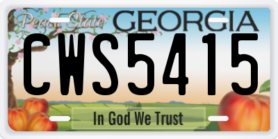GA license plate CWS5415