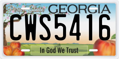 GA license plate CWS5416