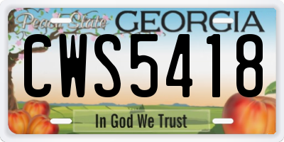 GA license plate CWS5418