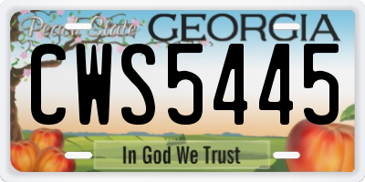 GA license plate CWS5445