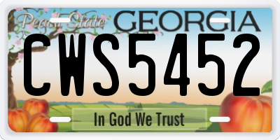 GA license plate CWS5452