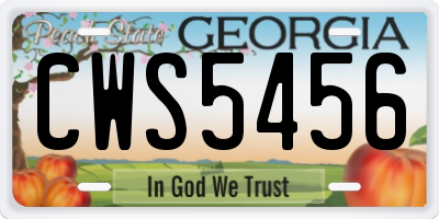 GA license plate CWS5456