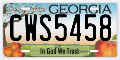 GA license plate CWS5458