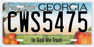 GA license plate CWS5475