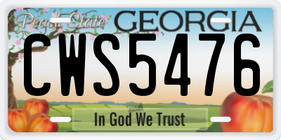 GA license plate CWS5476