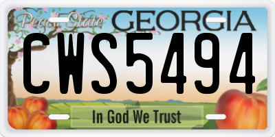 GA license plate CWS5494