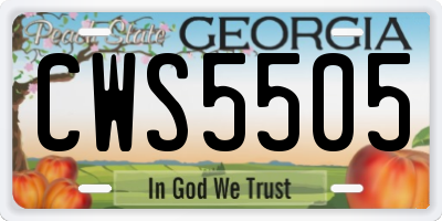 GA license plate CWS5505