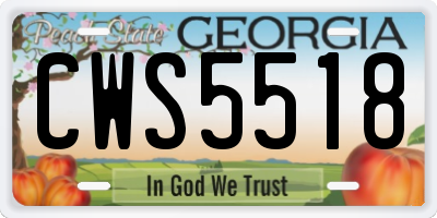 GA license plate CWS5518