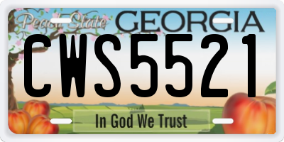 GA license plate CWS5521
