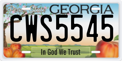 GA license plate CWS5545