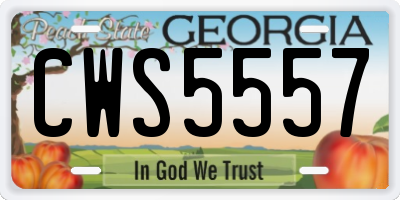 GA license plate CWS5557