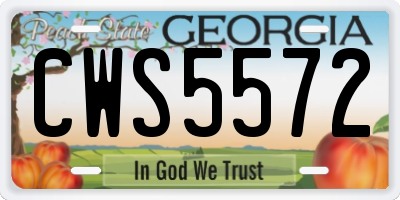 GA license plate CWS5572