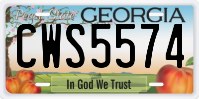 GA license plate CWS5574