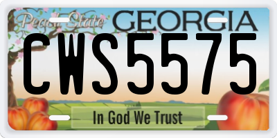 GA license plate CWS5575