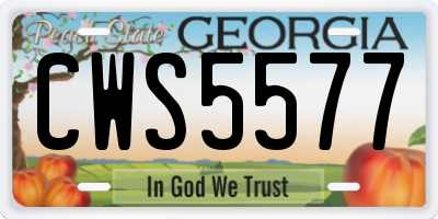 GA license plate CWS5577