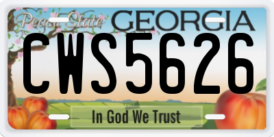GA license plate CWS5626