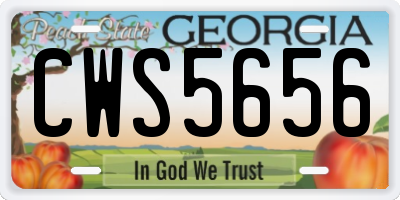 GA license plate CWS5656