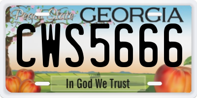 GA license plate CWS5666