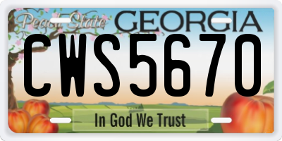 GA license plate CWS5670