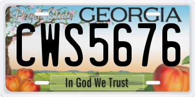 GA license plate CWS5676