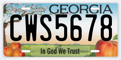 GA license plate CWS5678