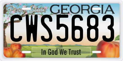 GA license plate CWS5683