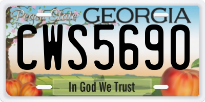 GA license plate CWS5690