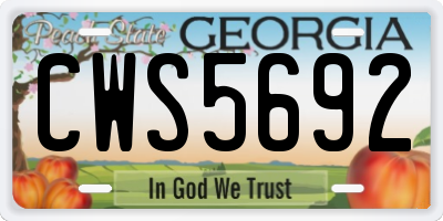 GA license plate CWS5692