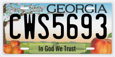GA license plate CWS5693