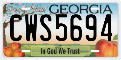 GA license plate CWS5694