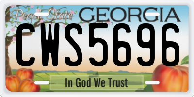 GA license plate CWS5696