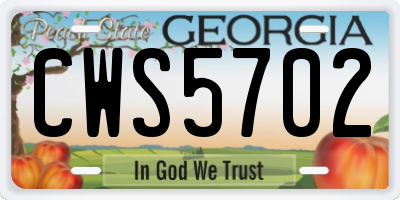 GA license plate CWS5702