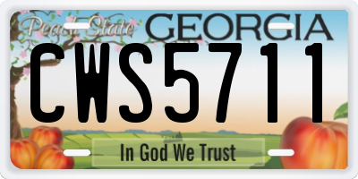 GA license plate CWS5711