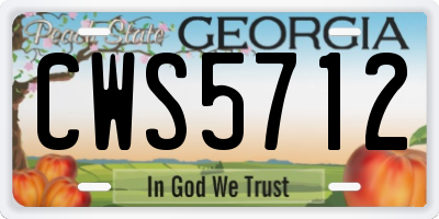GA license plate CWS5712