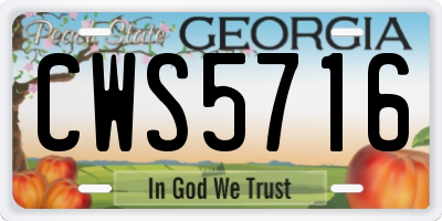GA license plate CWS5716