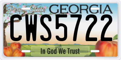 GA license plate CWS5722