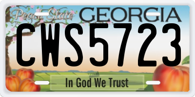 GA license plate CWS5723