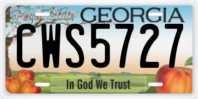 GA license plate CWS5727