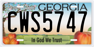 GA license plate CWS5747