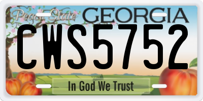 GA license plate CWS5752