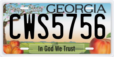 GA license plate CWS5756