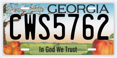 GA license plate CWS5762