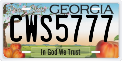 GA license plate CWS5777