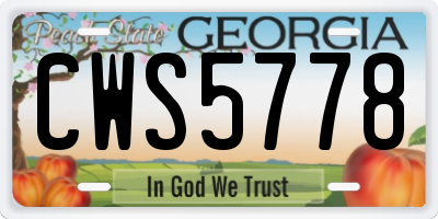 GA license plate CWS5778
